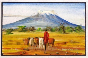 Africaine œuvres - Au pied du Kilimandjaro de l’Afrique